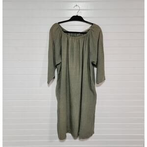 Veritecoeur Linen One Piece Dress Pockets Relaxed Oversized Lagenlook Cottage